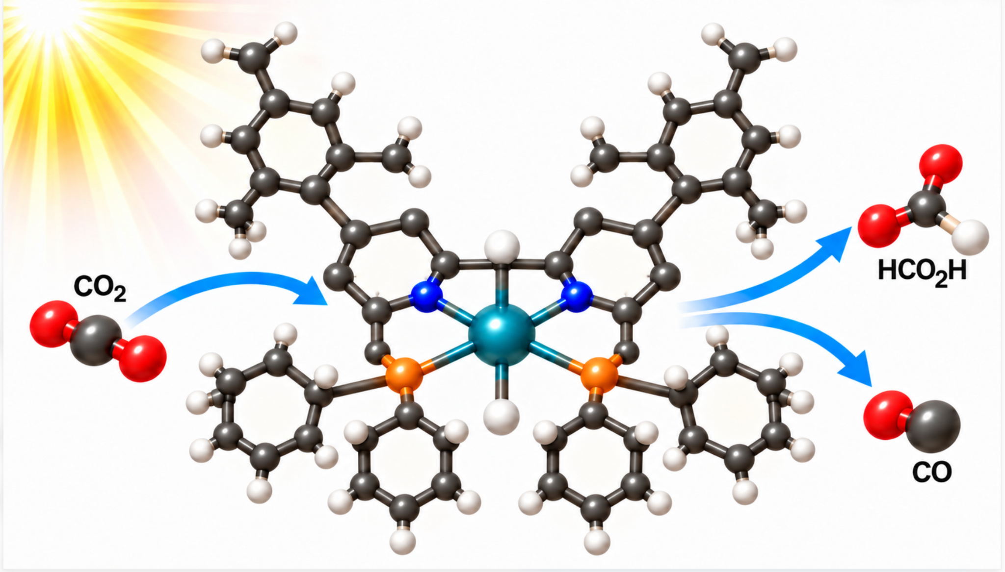 Conceptual illustration of a molecular catalyst for carbon dioxide reduction